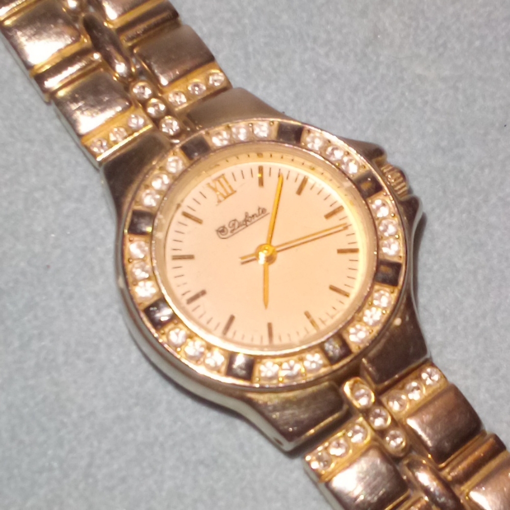 Vintage "Lucien Piccard Dufonte" Women's Two-Toned Mineral Crystal Watch